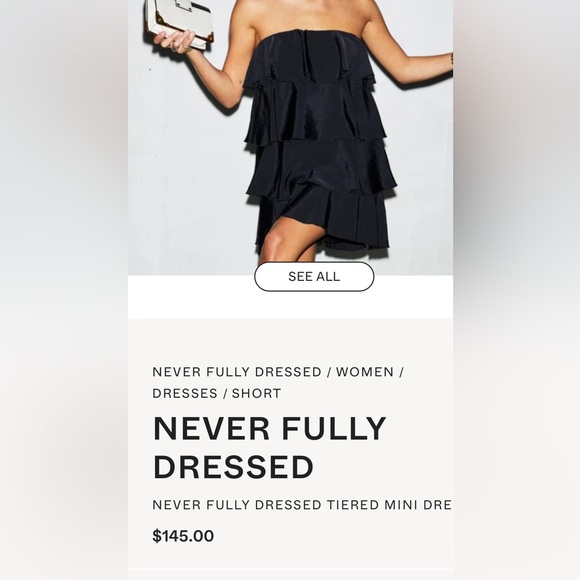 NEW! Never Fully Dressed Tiered Black Strapless Mini Dress - Picture 3 of 6